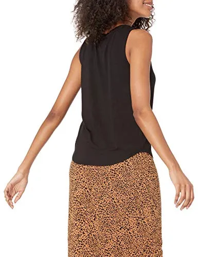 Amazon Essentials Women's Relaxed-Fit Sleeveless Muscle Tank Top, Black, X-Small