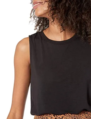 Amazon Essentials Women's Relaxed-Fit Sleeveless Muscle Tank Top, Black, X-Small
