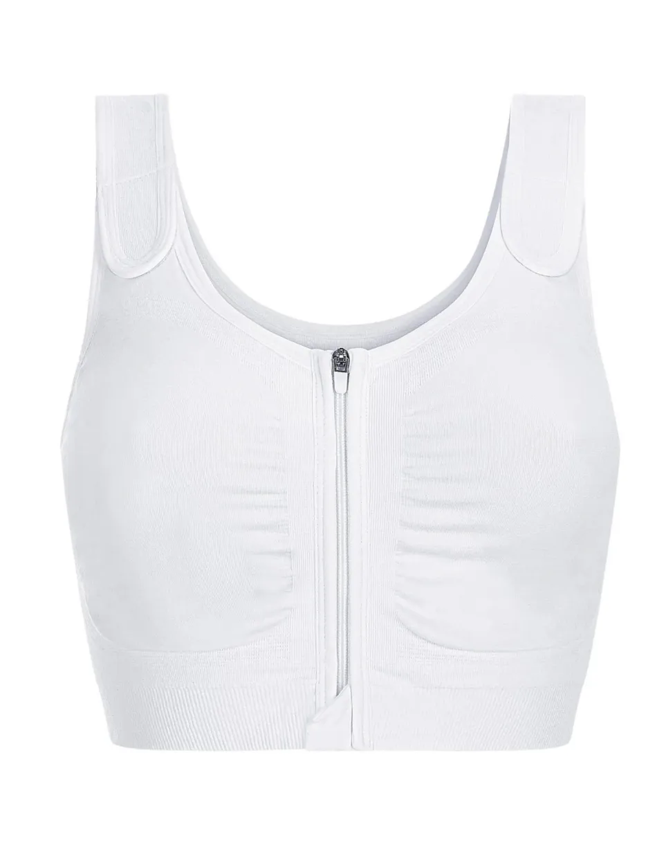 Amoena Leyla Seamless Post Surgical Wire-Free Bra, White | White Amoena Post Surgery Bra