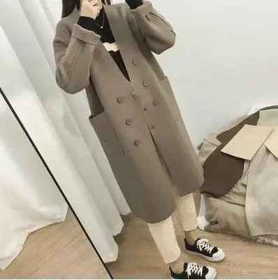 Autumn and winter Korean version of lazy V-neck