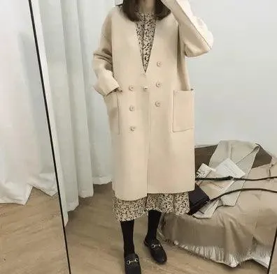 Autumn and winter Korean version of lazy V-neck