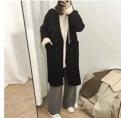 Autumn and winter Korean version of lazy V-neck