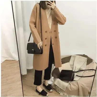 Autumn and winter Korean version of lazy V-neck