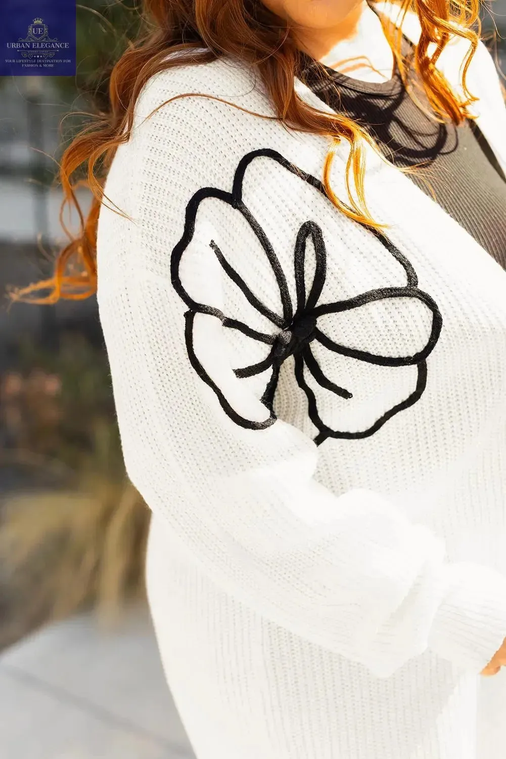Black Floral Embroidered Open Front Cardigan