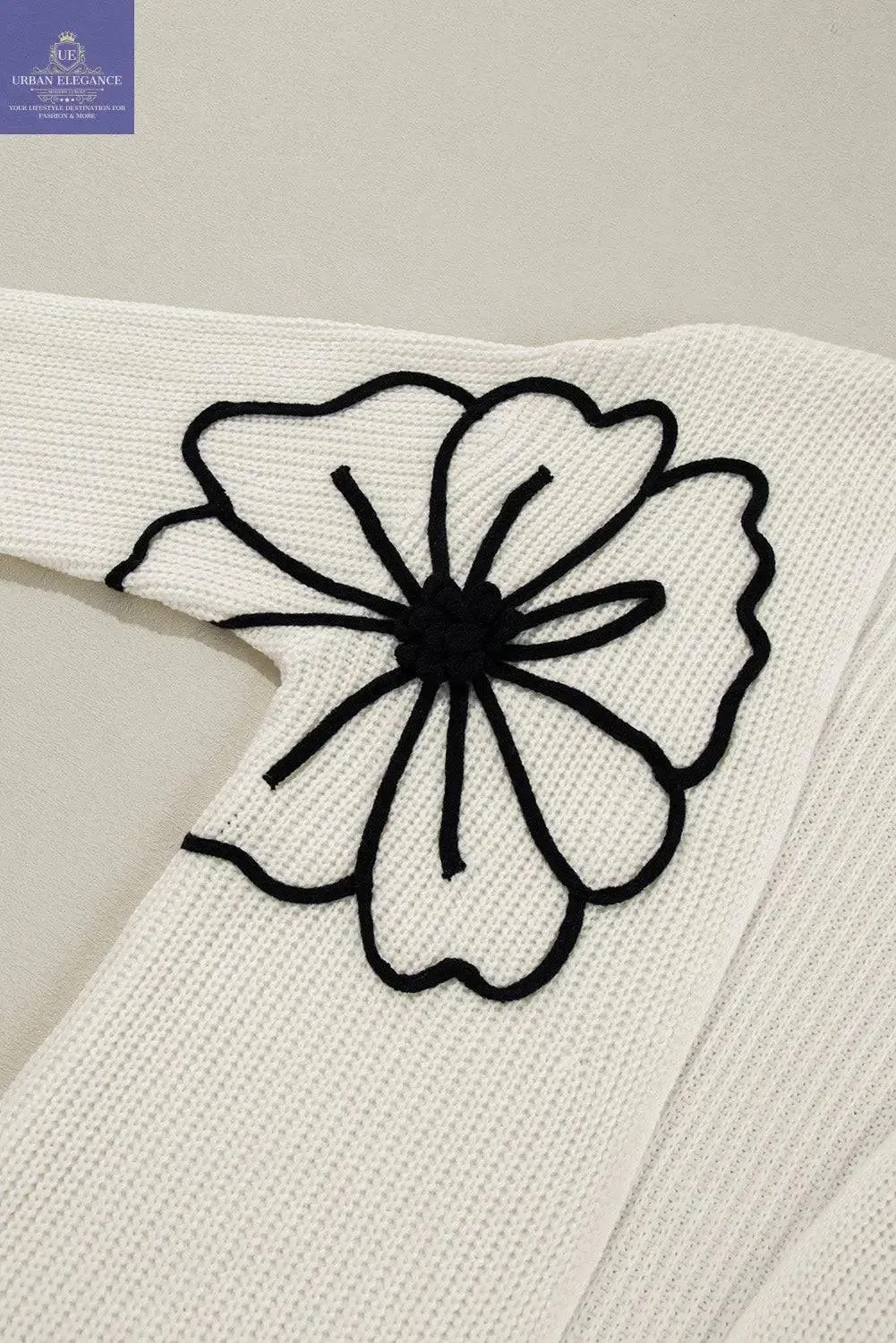 Black Floral Embroidered Open Front Cardigan