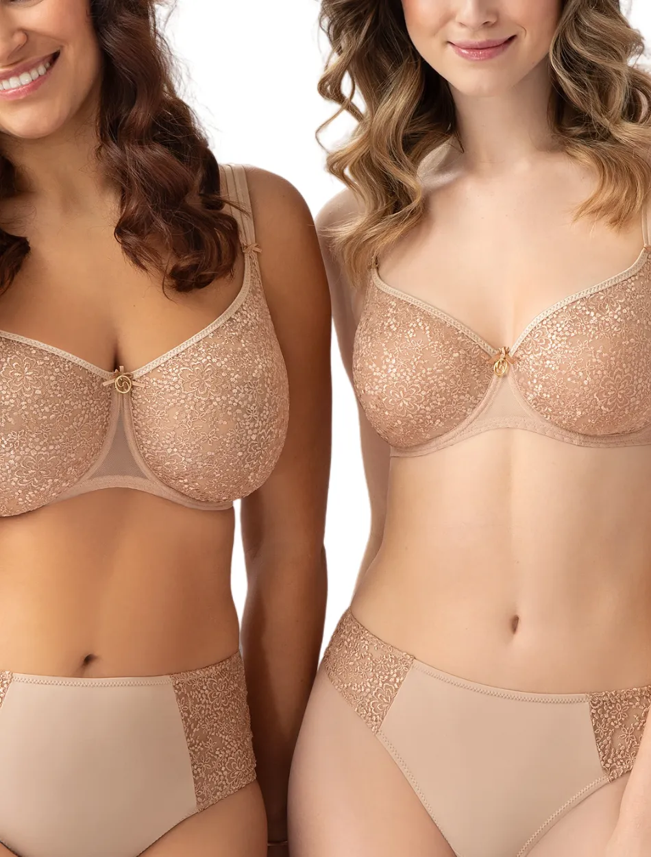 Bras and Honey Gisele Brazilian Lace Lazer cut Panties | Beige Brazilian Briefs | Beige Lace BrazilianPanty