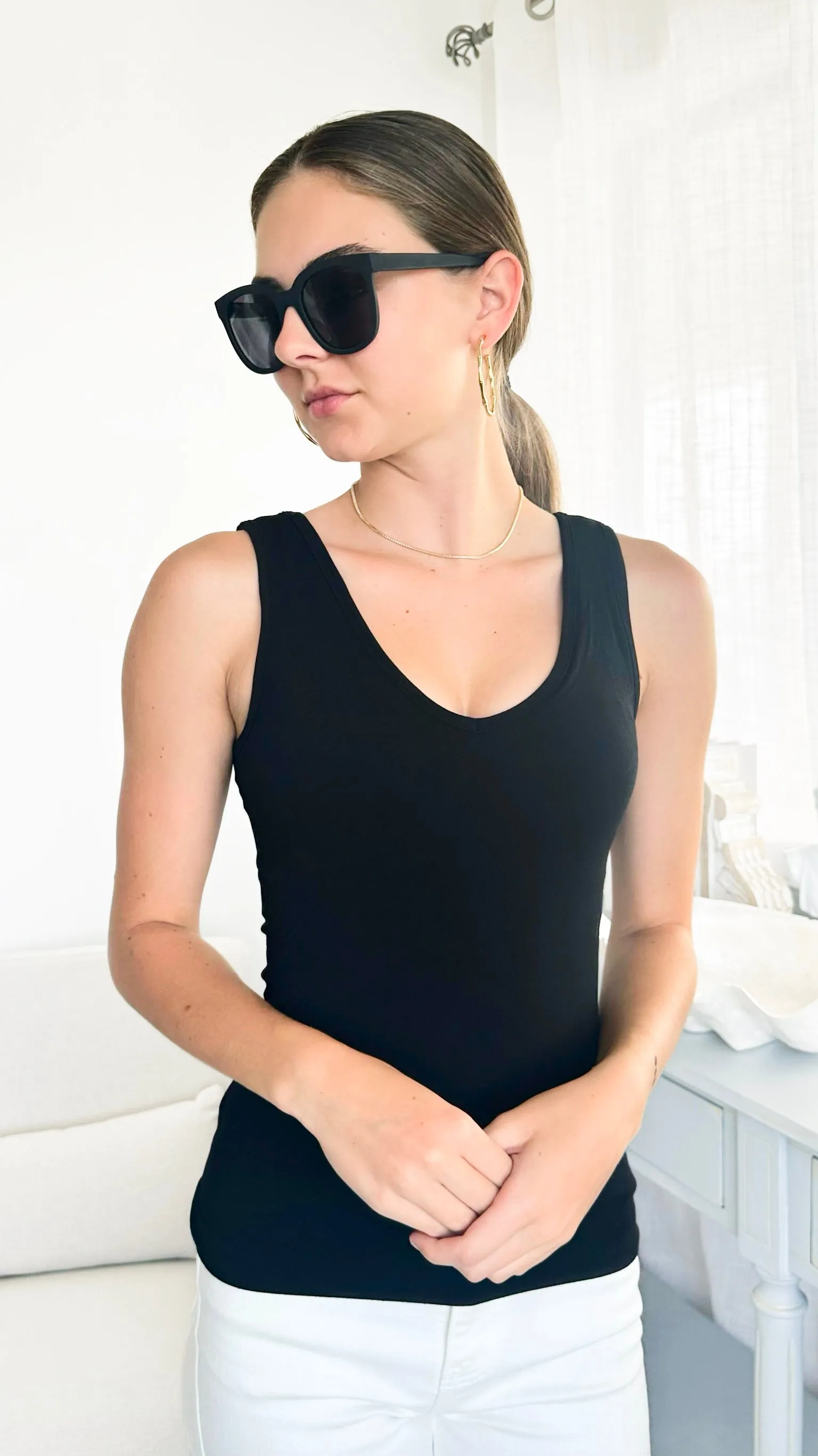 Crazy Beautiful Built In Bra Tank - Black