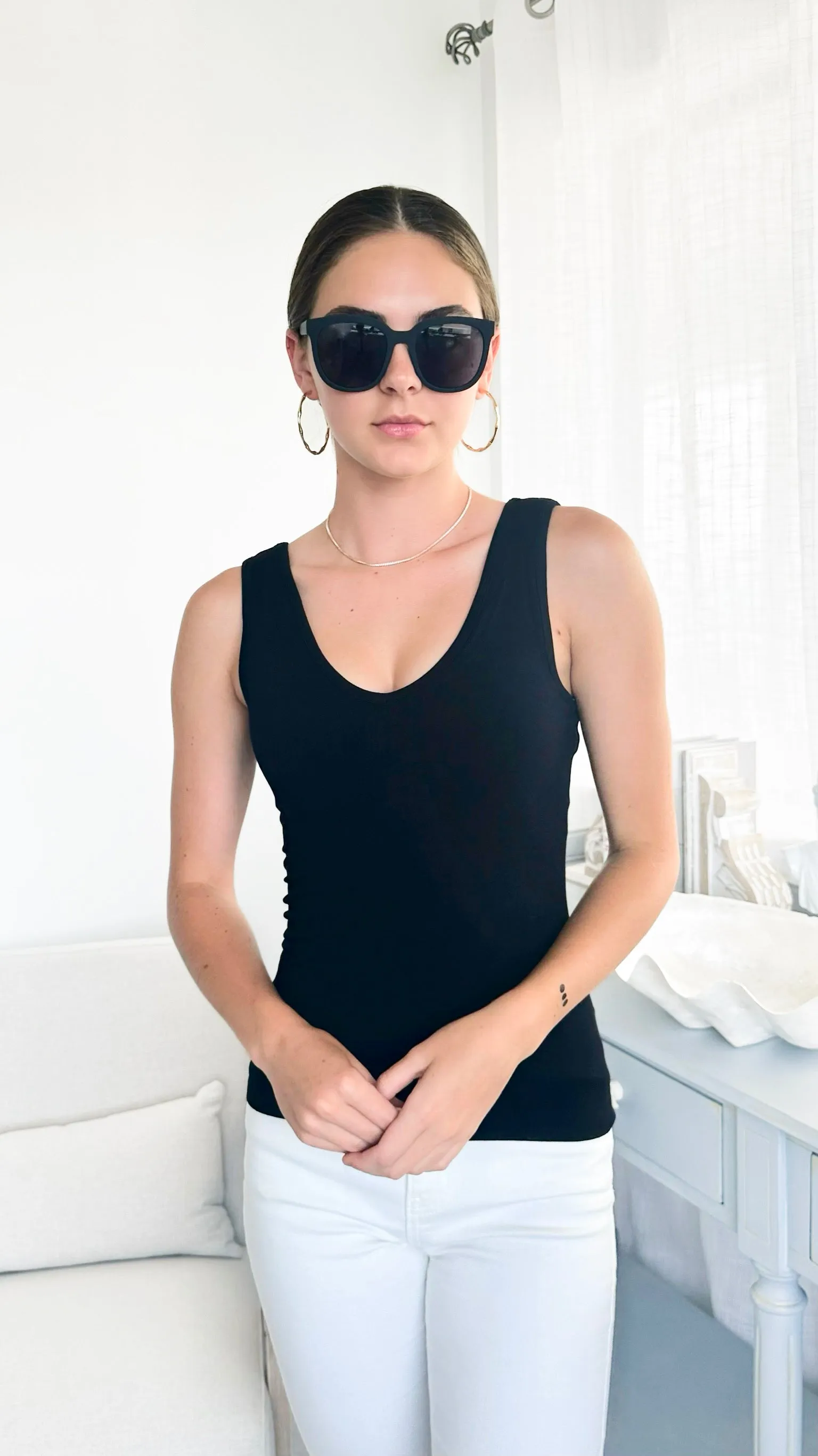 Crazy Beautiful Built In Bra Tank - Black