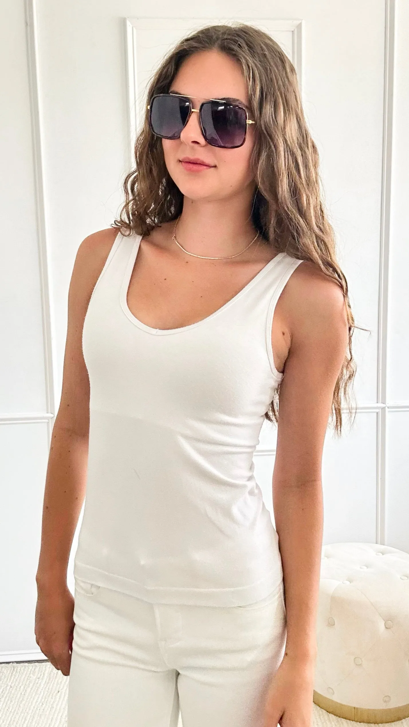 Crazy Beautiful Built In Bra Tank - White