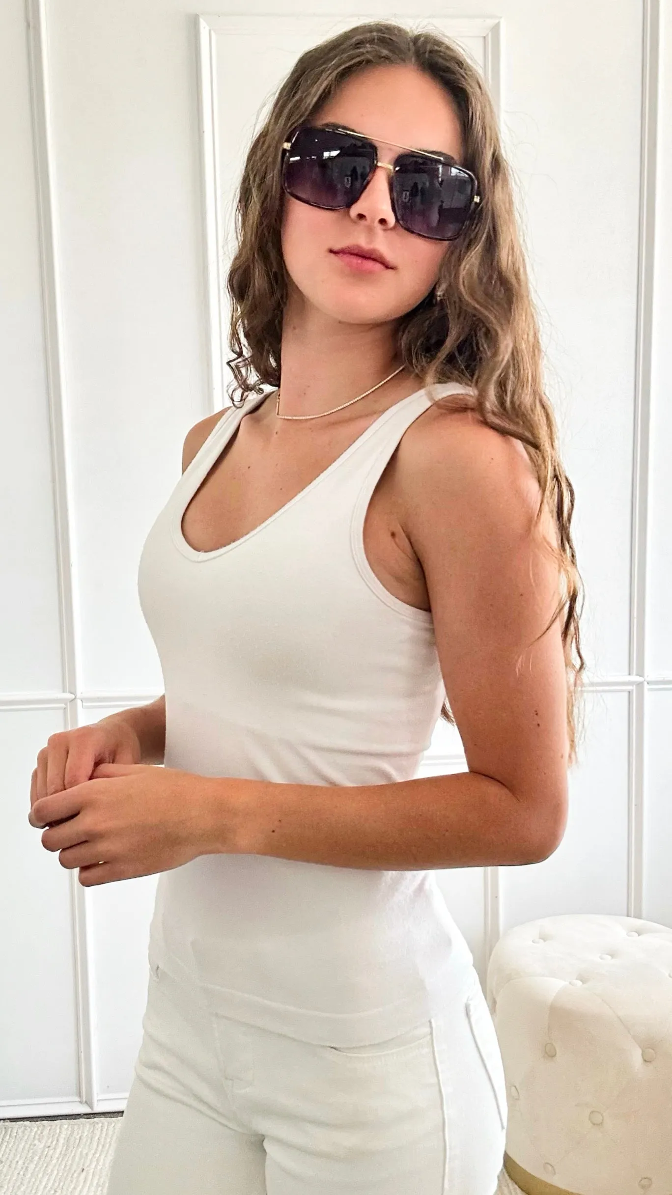 Crazy Beautiful Built In Bra Tank - White