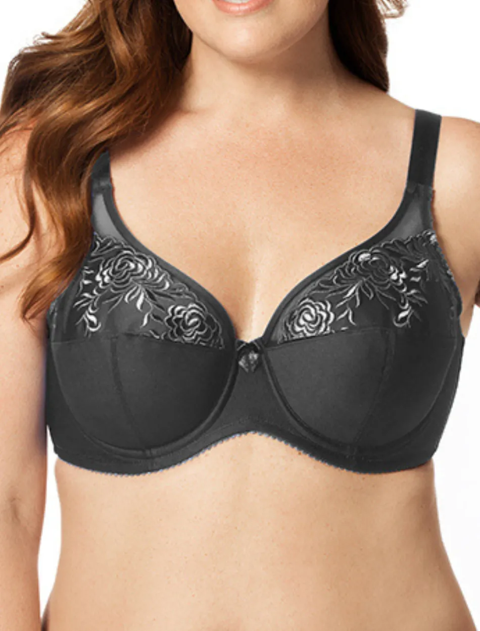 Elila Embroidered Underwire Bra, Black | Black Wired Elila Bra