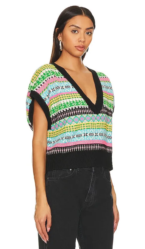 Essentiel Antwerp Envie Jacquard Pullover in Green,Pink