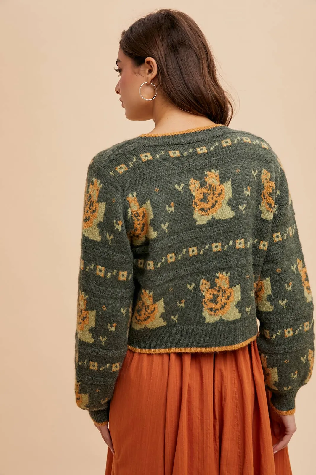 Floral Jacquard Cardigan