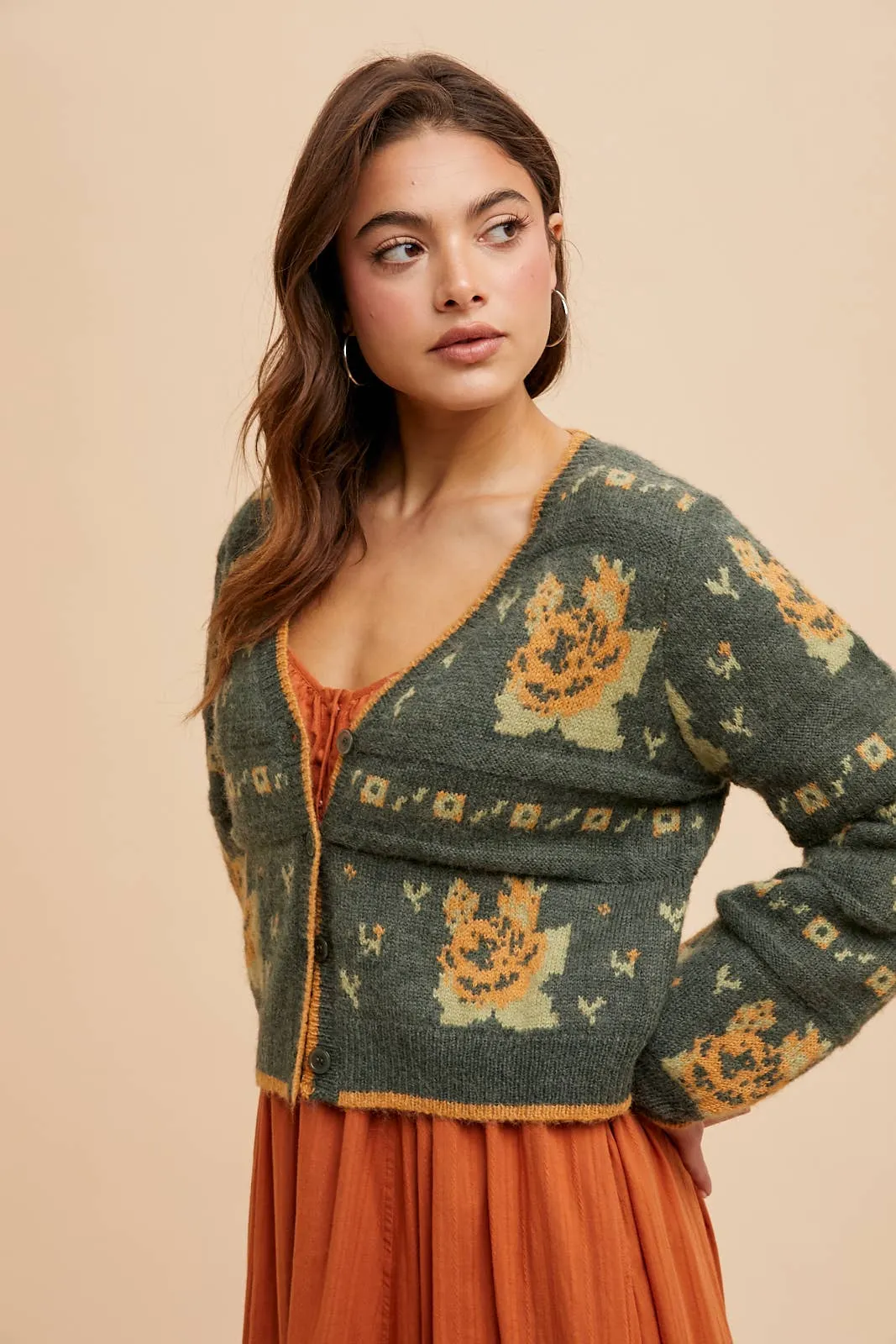 Floral Jacquard Cardigan