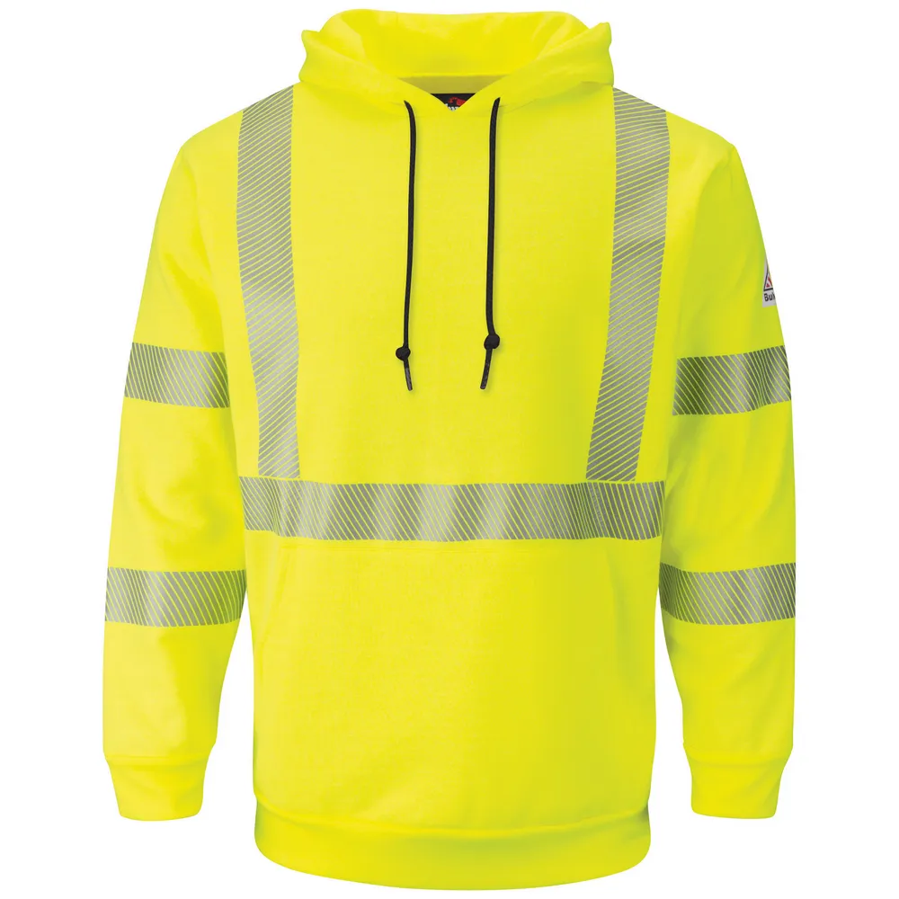 FR HI-VIS HOODED SWEATSHIRT - HV-Yellow Green | Bulwark SMH4
