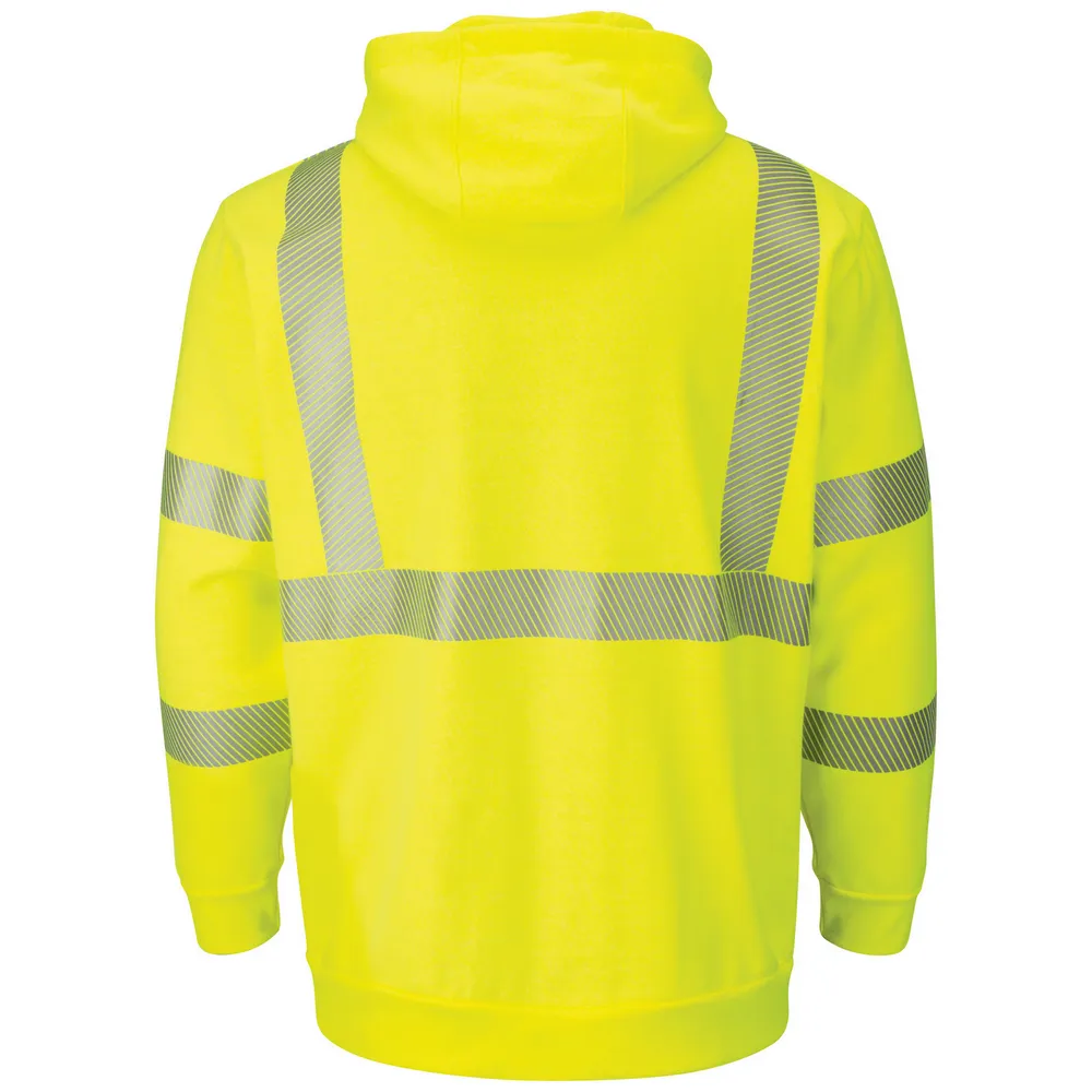 FR HI-VIS HOODED SWEATSHIRT - HV-Yellow Green | Bulwark SMH4