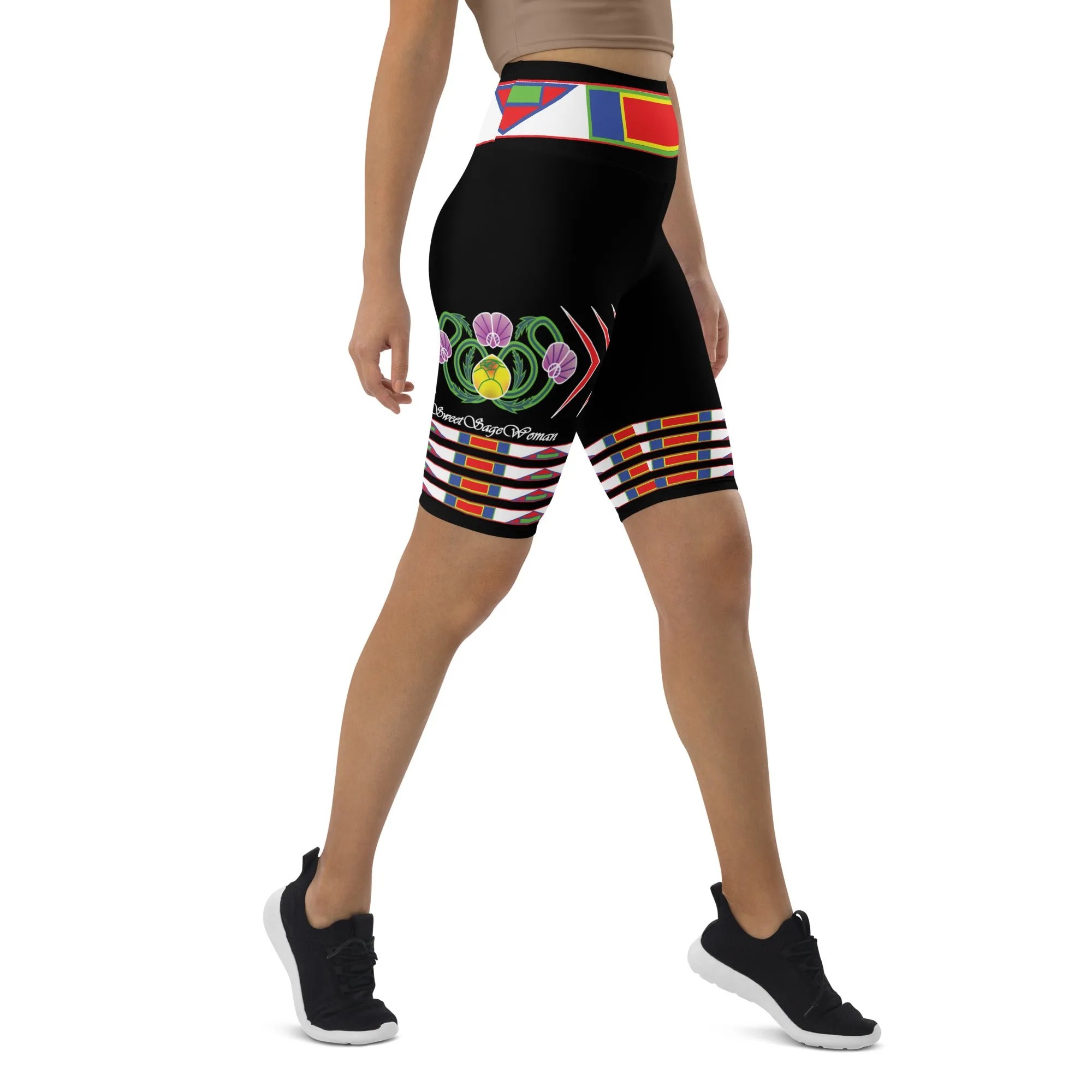 Gratitude Black Biker Shorts
