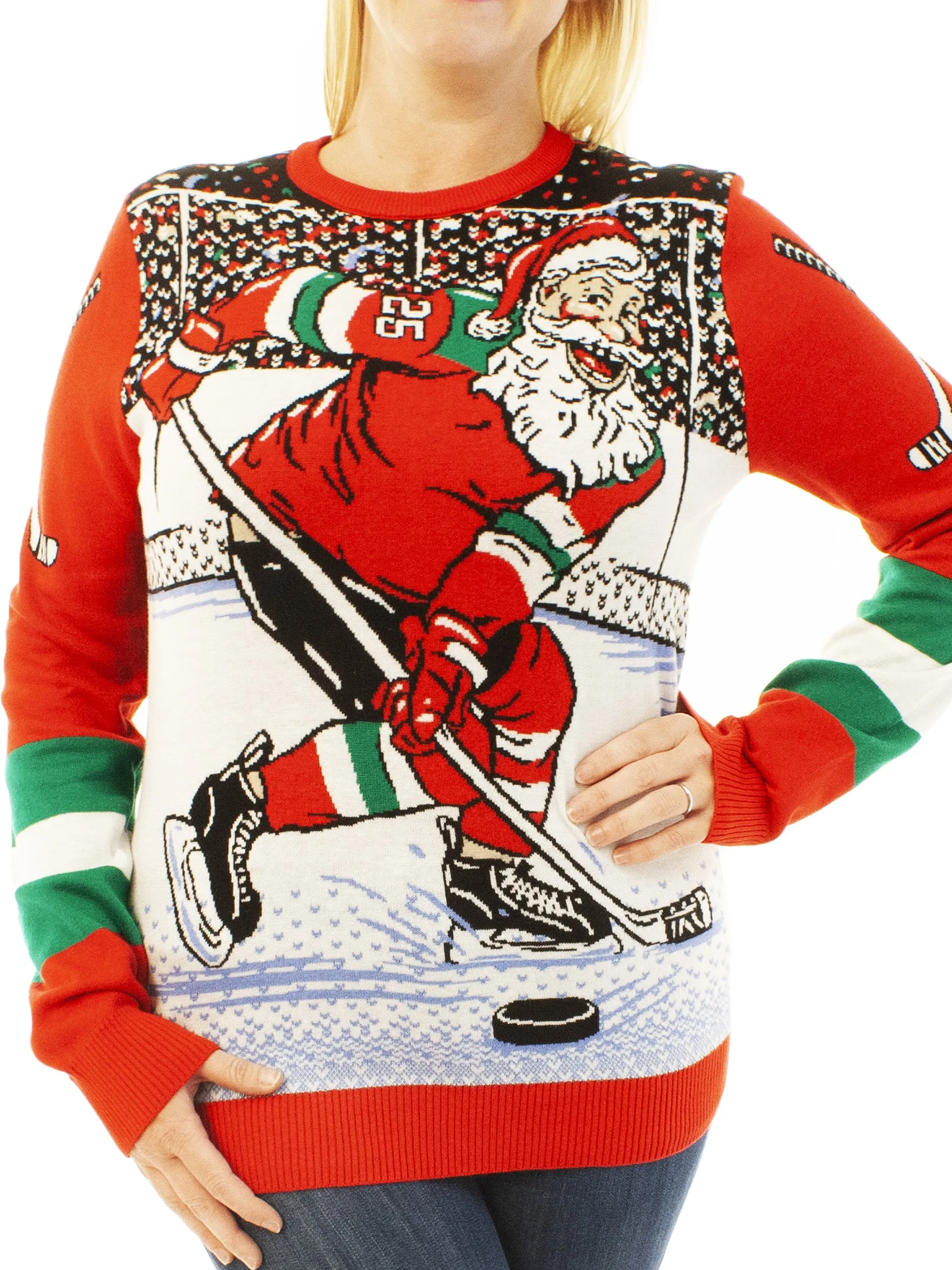 Hockey Santa | Ugly Christmas Sweater For Men & Women | Unisex Sizing