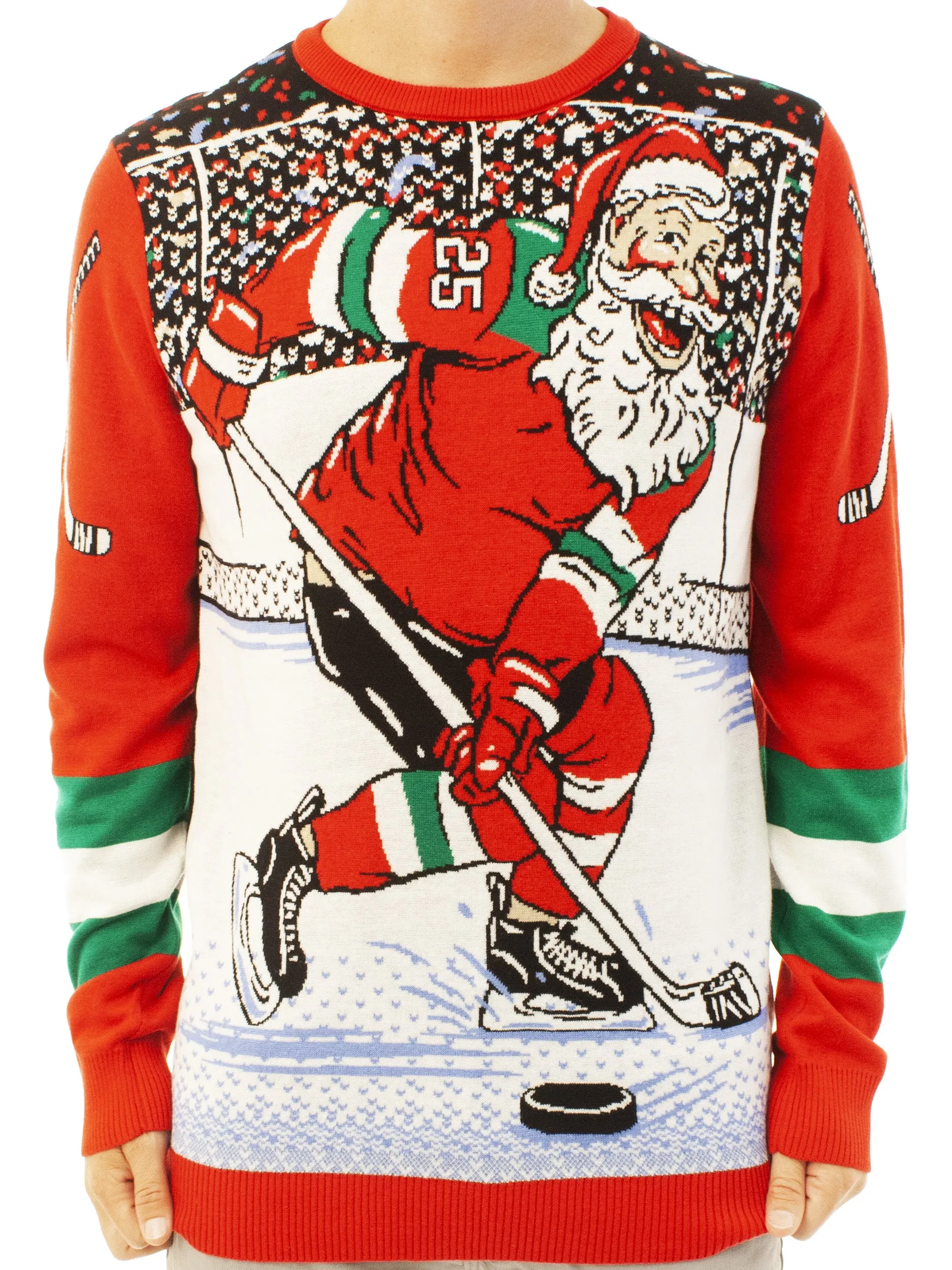 Hockey Santa | Ugly Christmas Sweater For Men & Women | Unisex Sizing