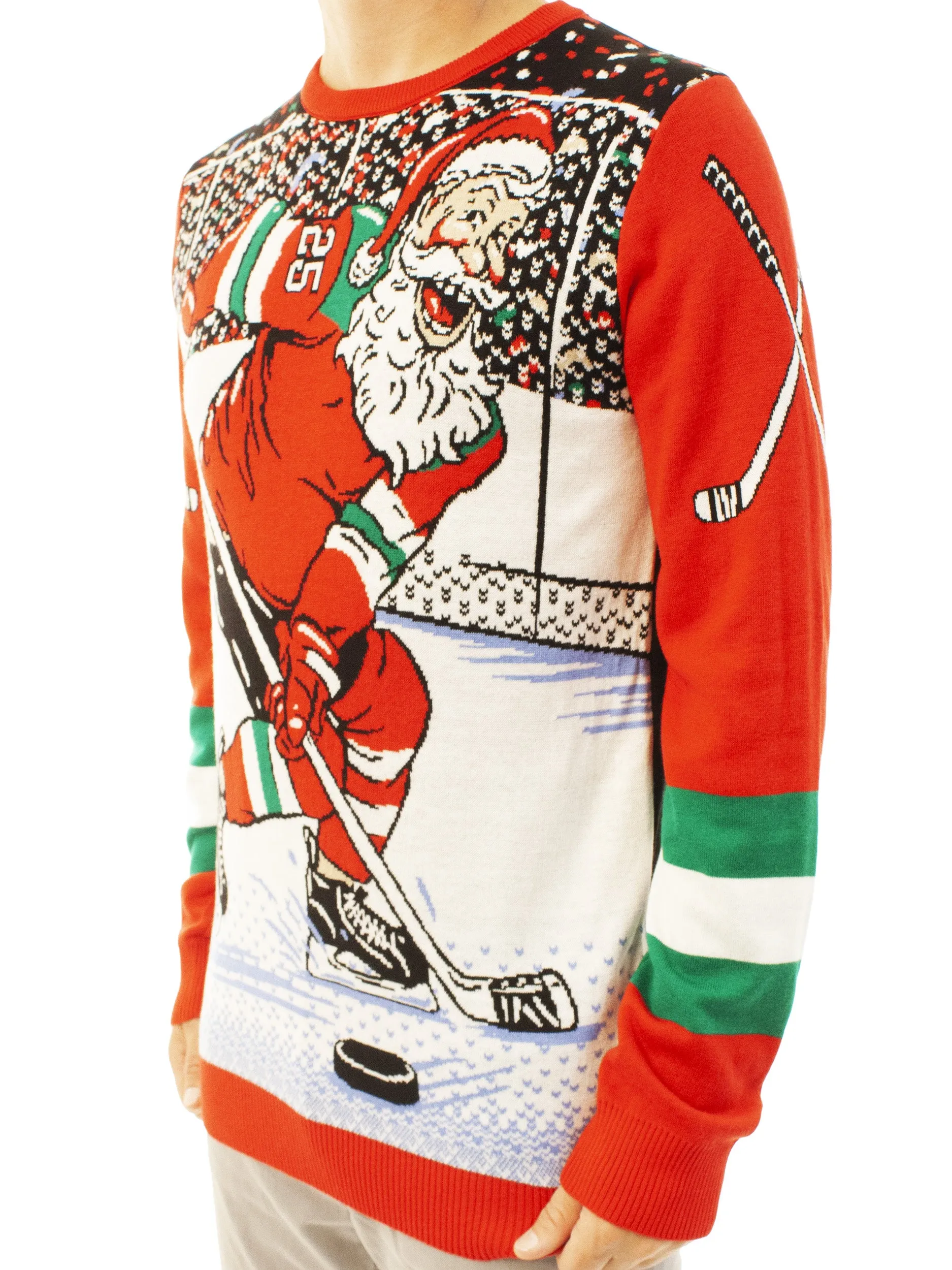 Hockey Santa | Ugly Christmas Sweater For Men & Women | Unisex Sizing