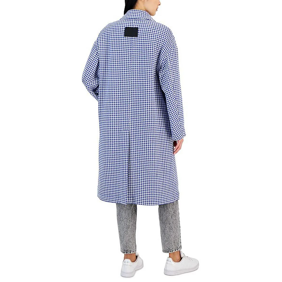 Hugo Womens Cotton Blend Houndstooth Trench Coat