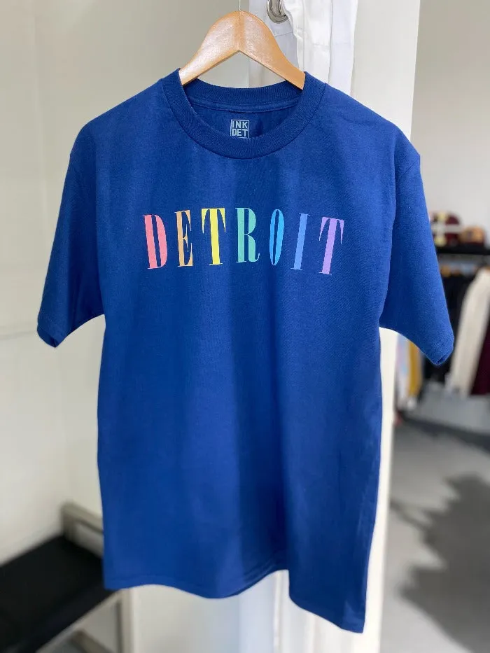 Ink Detroit - Pastel Rainbow - T-Shirt - Regal Blue