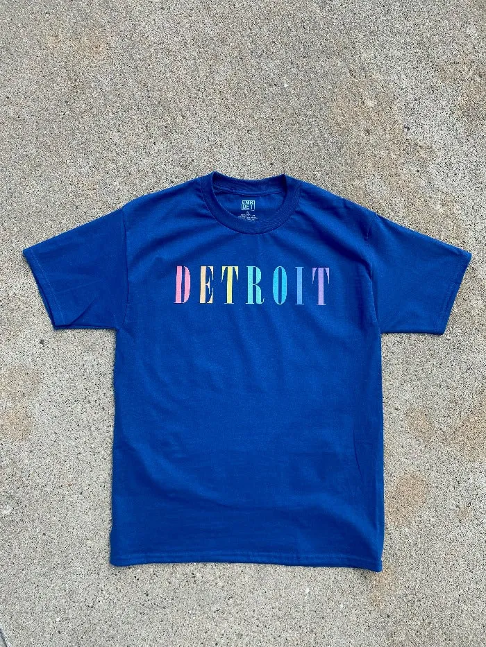 Ink Detroit - Pastel Rainbow - T-Shirt - Regal Blue