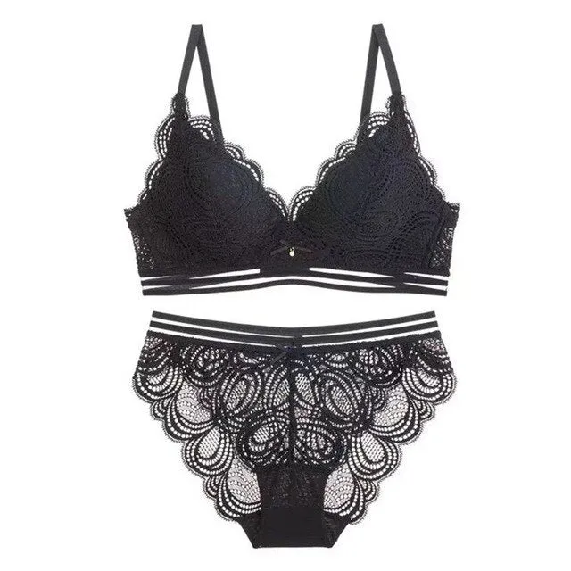 Lace Bow Deep Ring Bra panty