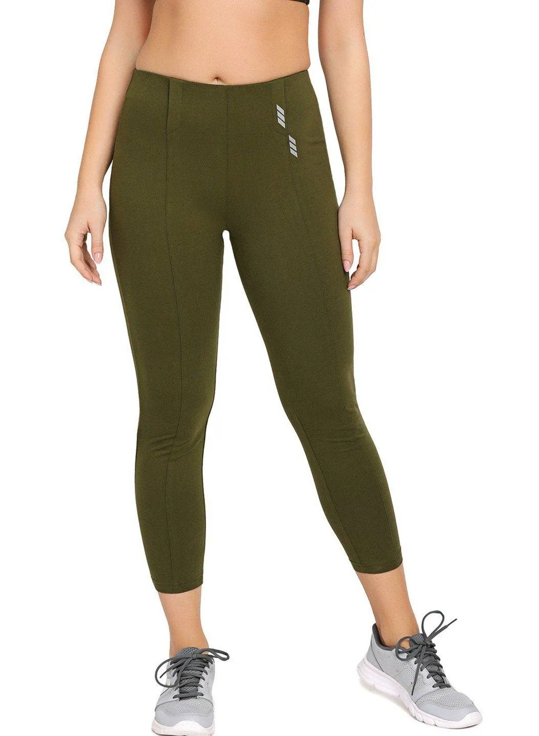 Lovable Green Cotton Ankle Length Tights Yoga Pants