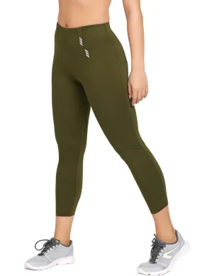 Lovable Green Cotton Ankle Length Tights Yoga Pants