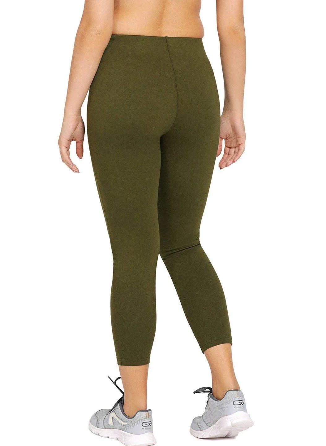 Lovable Green Cotton Ankle Length Tights Yoga Pants