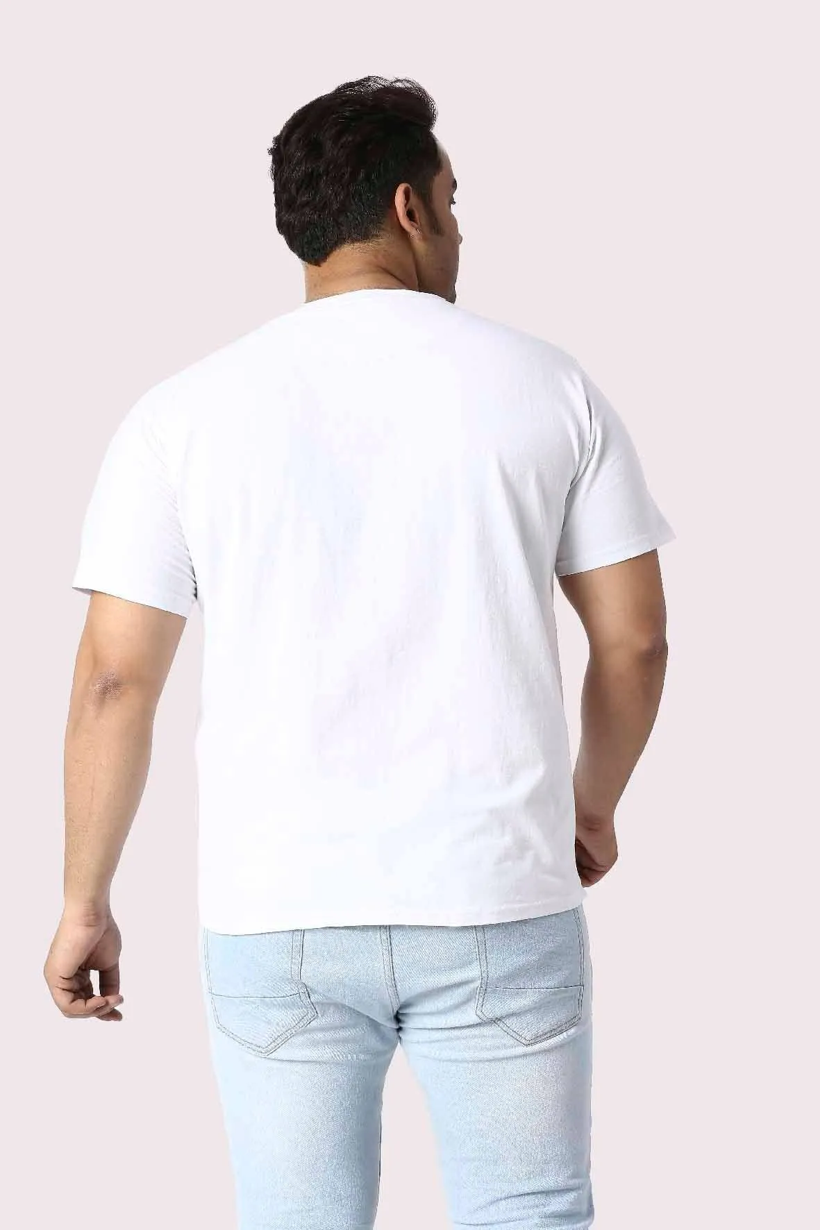 Men Plus Size White Water Bubble Circle Round Neck T-Shirt