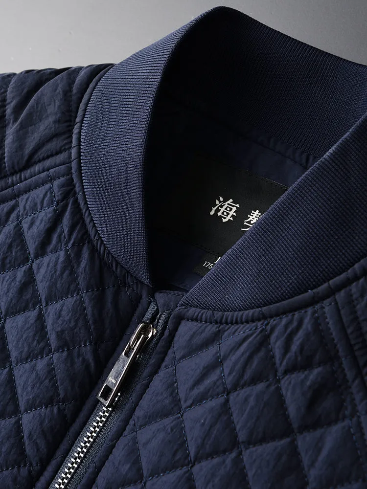 Navy Blue Diamond Quilted Jacket