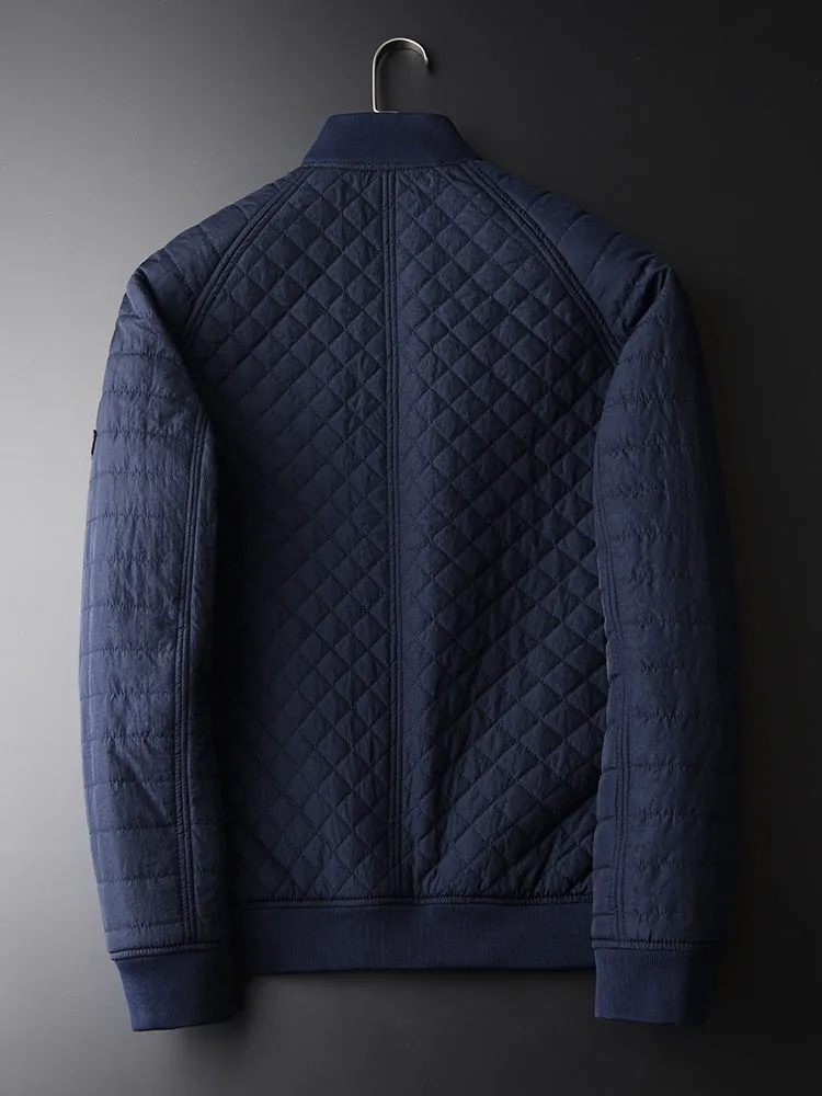 Navy Blue Diamond Quilted Jacket