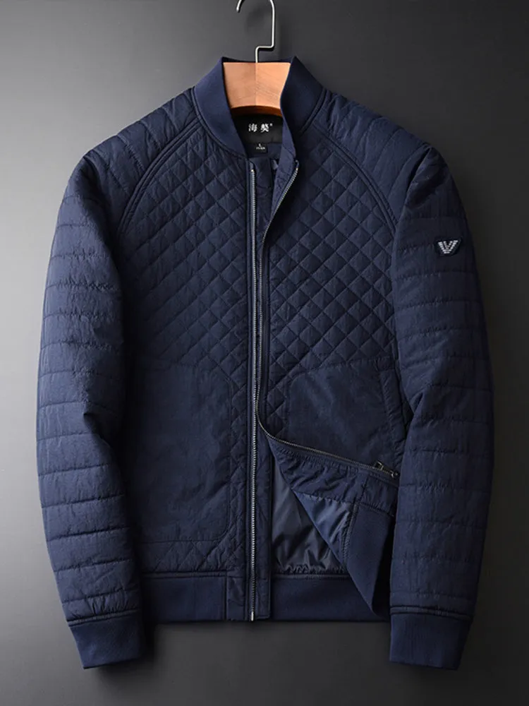 Navy Blue Diamond Quilted Jacket