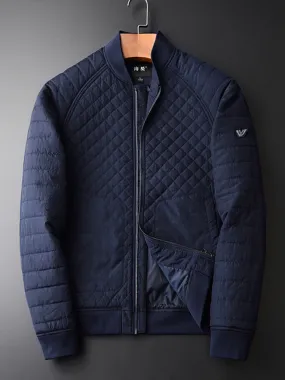 Navy Blue Diamond Quilted Jacket