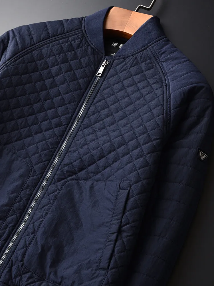 Navy Blue Diamond Quilted Jacket