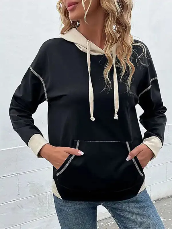 New women’s long-sleeved casual color block sweater