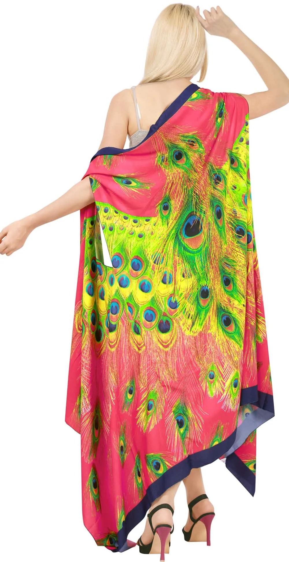 Peacock Feathers High low Kimono for women