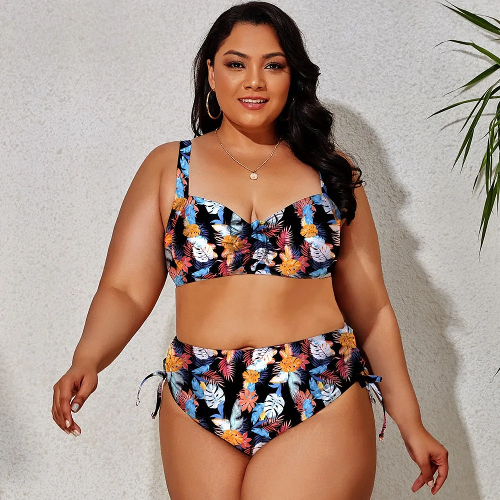 Plus Size Swimwear Women's Swimsuits Large Bathing Suits Two-piece High Waist Push Up Bikini Set