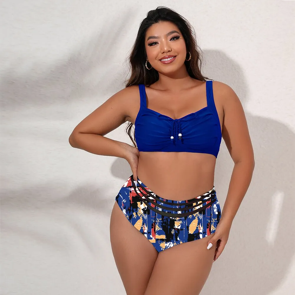 Plus Size Swimwear Women's Swimsuits Large Bathing Suits Two-piece High Waist Push Up Bikini Set