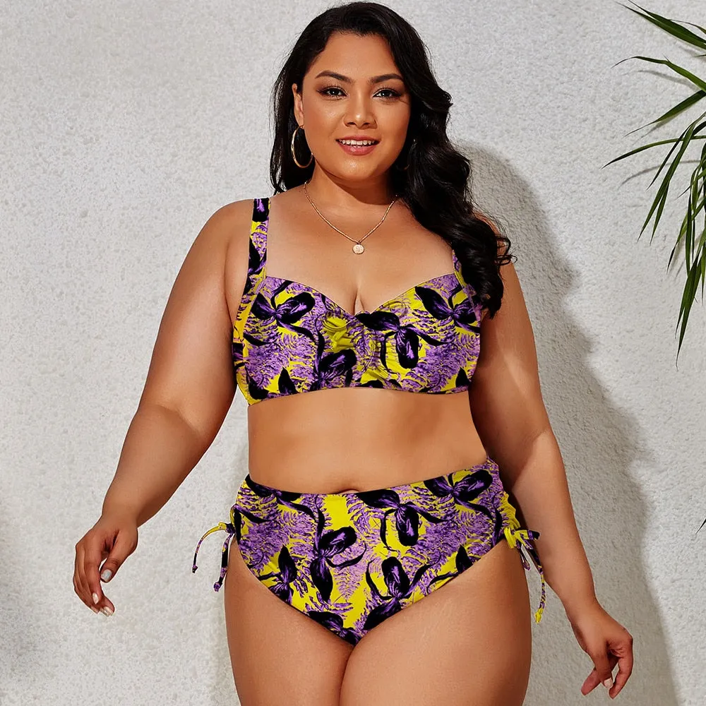 Plus Size Swimwear Women's Swimsuits Large Bathing Suits Two-piece High Waist Push Up Bikini Set