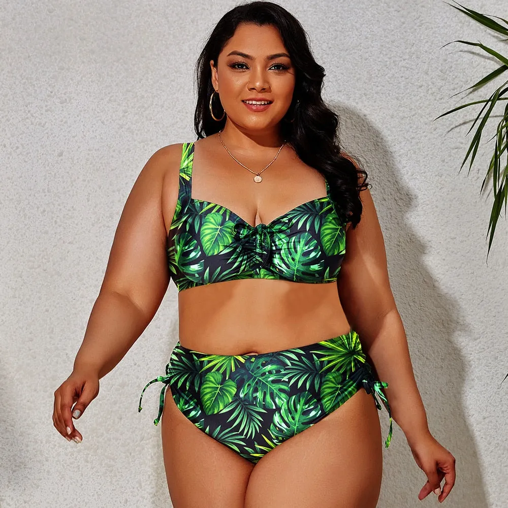 Plus Size Swimwear Women's Swimsuits Large Bathing Suits Two-piece High Waist Push Up Bikini Set