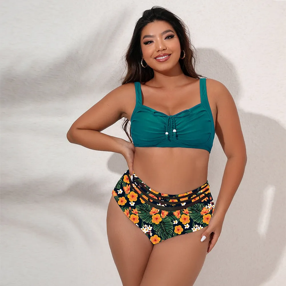 Plus Size Swimwear Women's Swimsuits Large Bathing Suits Two-piece High Waist Push Up Bikini Set
