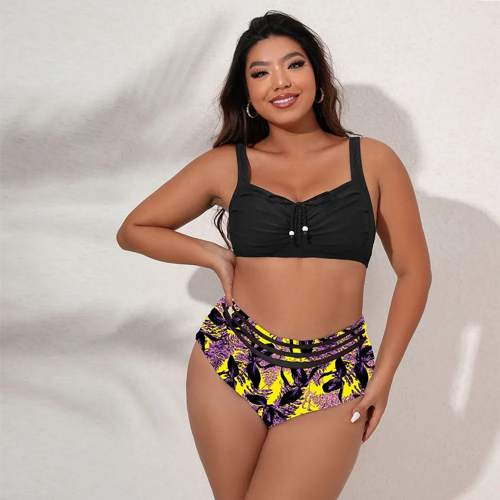 Plus Size Swimwear Women's Swimsuits Large Bathing Suits Two-piece High Waist Push Up Bikini Set