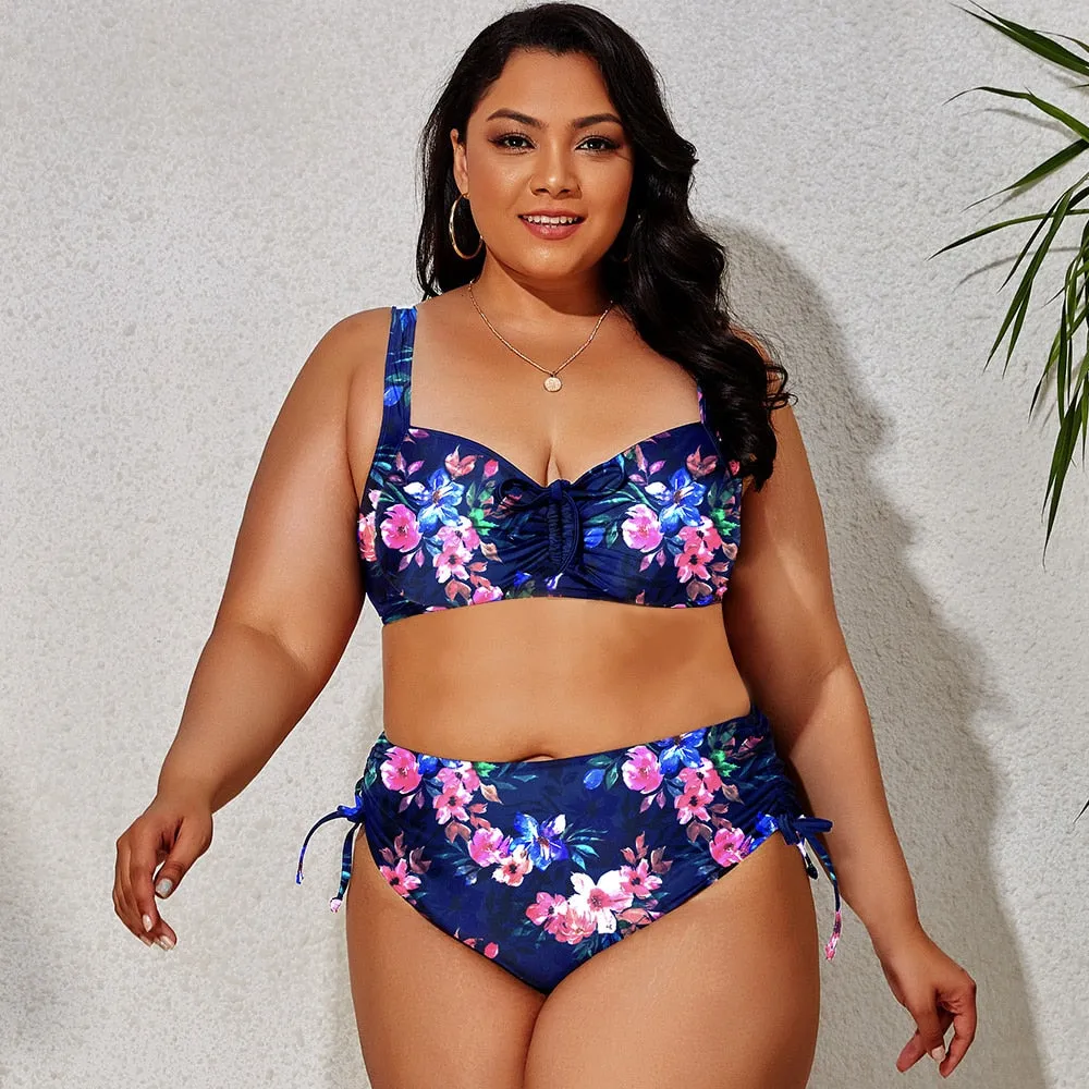 Plus Size Swimwear Women's Swimsuits Large Bathing Suits Two-piece High Waist Push Up Bikini Set