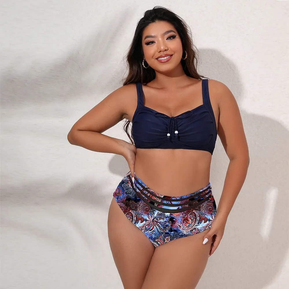 Plus Size Swimwear Women's Swimsuits Large Bathing Suits Two-piece High Waist Push Up Bikini Set