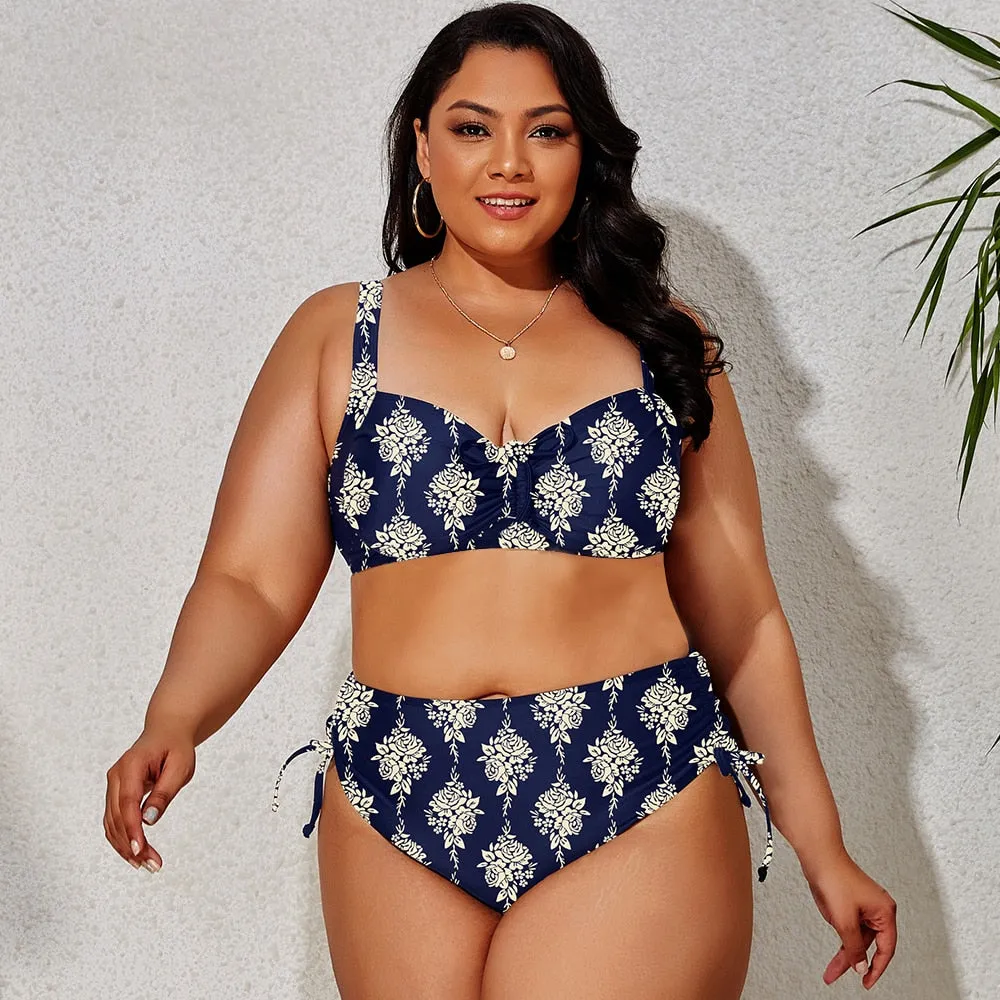 Plus Size Swimwear Women's Swimsuits Large Bathing Suits Two-piece High Waist Push Up Bikini Set
