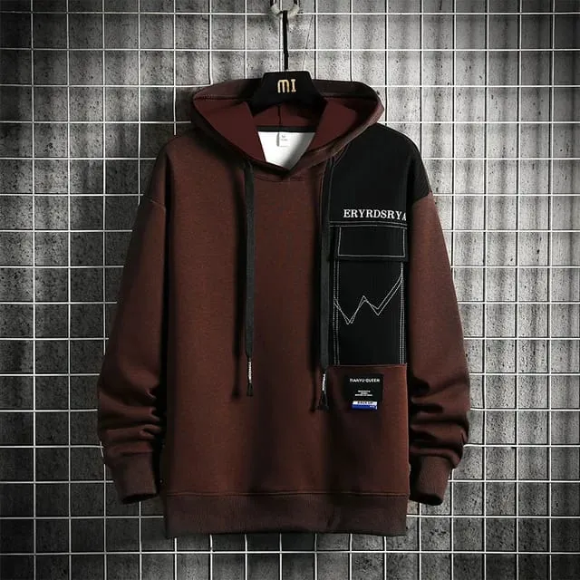 Simple sweater men's autumn new youth solid color casual loose hooded sweater XL S4660628