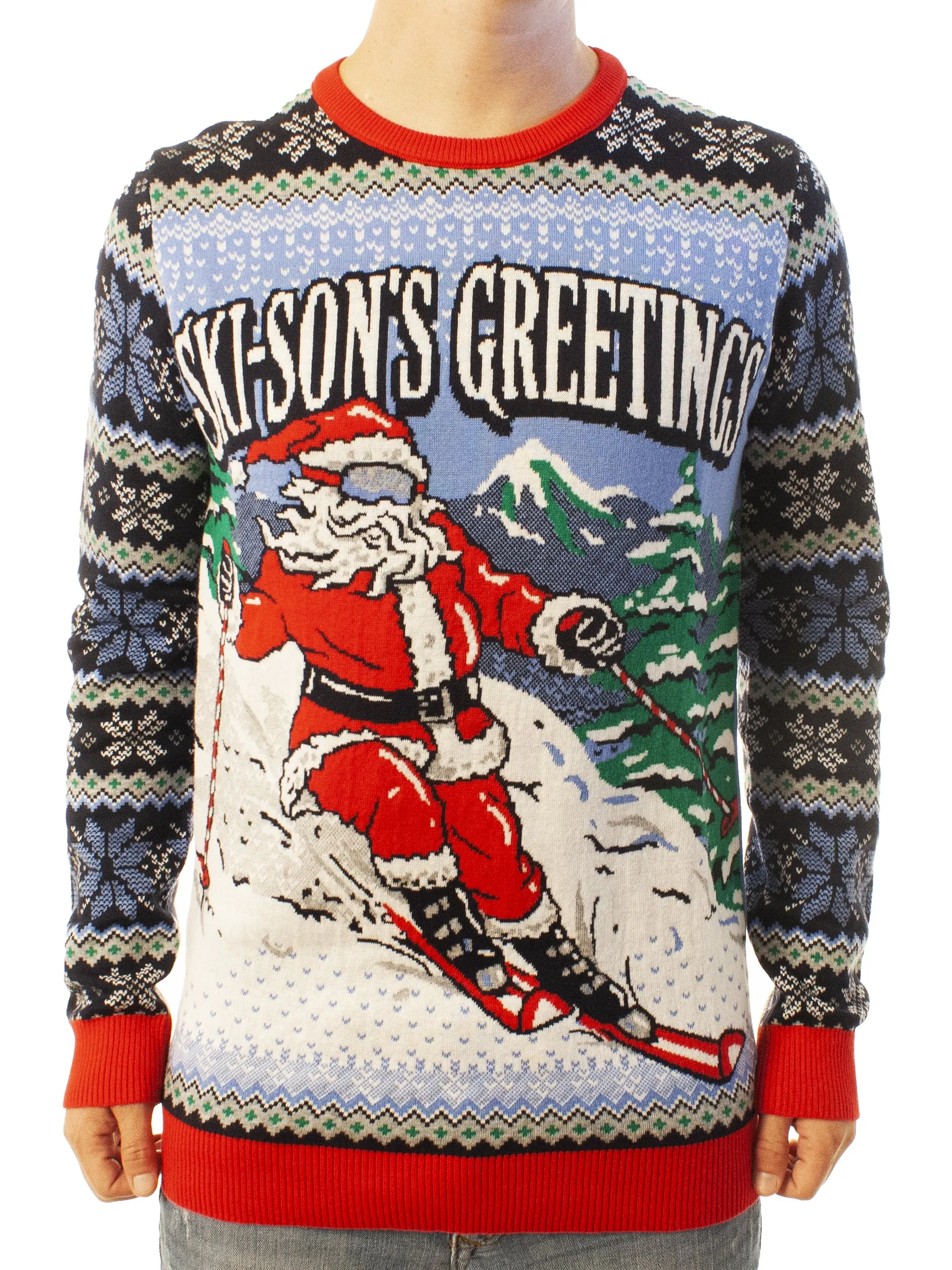 Skison's Greetings | Ugly Christmas Sweater For Men & Women | Unisex Sizing